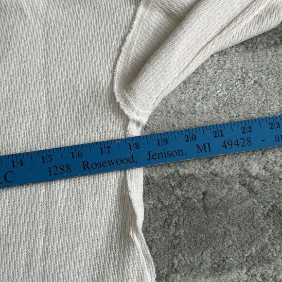 Free People Henley Thermal Top Small Waffle Knit Rainbow Trim Shirt Boho Hippie - Picture 9 of 11